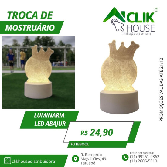 Luminaria De Mesa Abajur LED Bola de Futebol 3 Cores Luminaria De Mesa Abajur LED Bola de Futebol 3 Cores