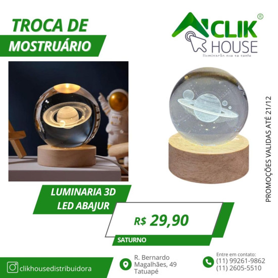 Luminaria De Mesa 3D Led Bolinha Saturno Luminaria De Mesa 3D Led Bolinha Saturno