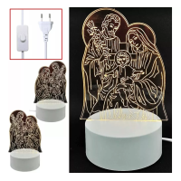Luminaria De Mesa Abajur Led Familia Sagrada Natal 3 Cores Luminaria De Mesa Abajur Led Familia Sagrada Natal 3 Cores