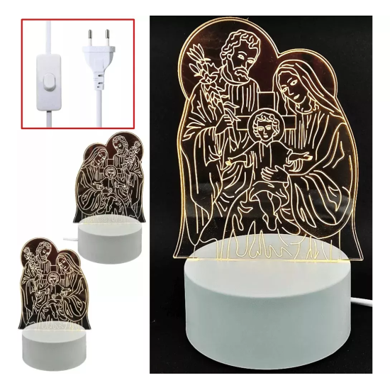 Luminaria De Mesa Abajur Led Familia Sagrada Natal 3 Cores Luminaria De Mesa Abajur Led Familia Sagrada Natal 3 Cores