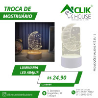 Luminaria De Mesa Abajur Led Lua com Ursinho 3 Cores Luminaria De Mesa Abajur Led Lua com Ursinho 3 Cores
