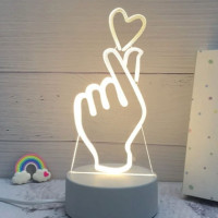 Luminaria De Mesa Abajur Led Mão com Coração 3 Cores Luminaria De Mesa Abajur Led Mão com Coração 3 Cores