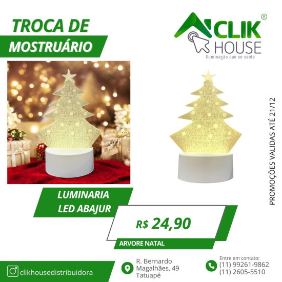 Luminaria De Mesa Abajur Led Arvore De Natal 3 Cores Luminaria De Mesa Abajur Led Arvore De Natal 3 Cores