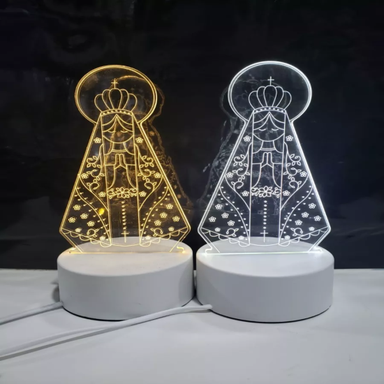 Luminaria De Mesa Abajur Led Nossa Senhora 3 Cores Luminaria De Mesa Abajur Led Nossa Senhora 3 Cores