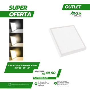 Plafon Led Sobrepor 40x40 36W 6500K BR