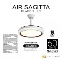 Ventilador De Teto Led Com Controle Remoto 3 Cores 36W Branco Ventilador De Teto Led Com Controle Remoto 3 Cores 36W Branco