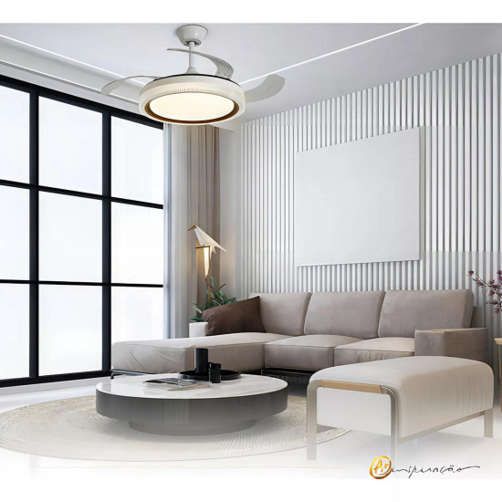 Ventilador De Teto Led Com Controle Remoto 3 Cores 36W Branco Ventilador De Teto Led Com Controle Remoto 3 Cores 36W Branco