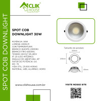 SPOT COB DOWNLIGHT 30W REDONDO BRANCO FRIO 6500K SPOT COB DOWNLIGHT 30W REDONDO BRANCO FRIO 6500K