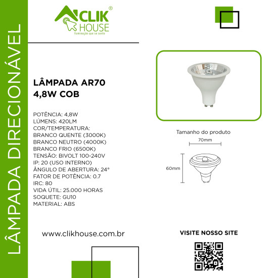 Lampada LED AR70 COB 4.8W Lampada LED AR70 COB 4.8W