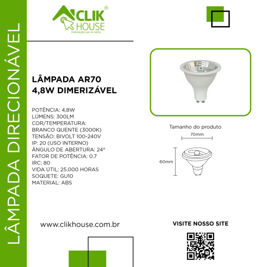 Lampada LED Dimerizavel AR70 4.8W Lampada LED Dimerizavel AR70 4.8W
