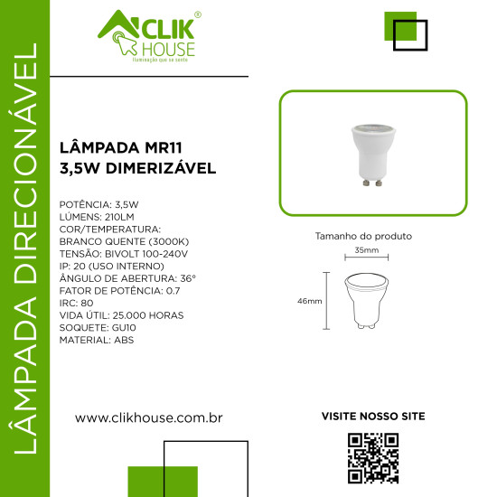 Lampada LED Dimerizavel MR11 3.5W Lampada LED Dimerizavel MR11 3.5W