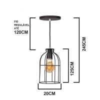 Luminária de teto pendente Atenas linha Aramado - com Lâmpada filamento de brinde Luminária de teto pendente Atenas linha Aramado - com Lâmpada filamento de brinde