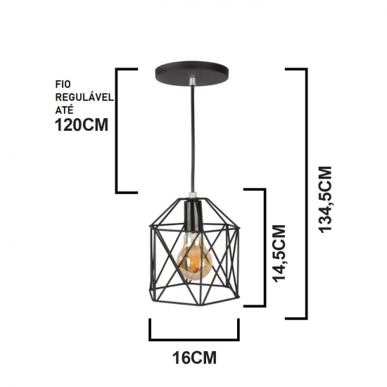 Luminária de teto pendente Bangkok linha Aramado - com Lâmpada filamento de brinde Luminária de teto pendente Bangkok linha Aramado - com Lâmpada filamento de brinde