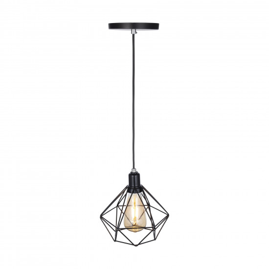 Luminária de teto pendente Diamante Pequeno linha Aramado - com Lâmpada filamento de brinde Luminária de teto pendente Diamante Pequeno linha Aramado - com Lâmpada filamento de brinde
