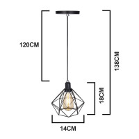 Luminária de teto pendente Diamante Pequeno linha Aramado - com Lâmpada filamento de brinde Luminária de teto pendente Diamante Pequeno linha Aramado - com Lâmpada filamento de brinde