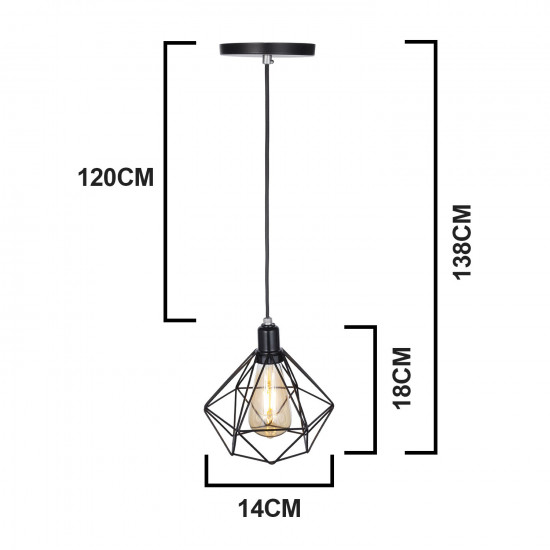 Luminária de teto pendente Diamante Pequeno linha Aramado - com Lâmpada filamento de brinde Luminária de teto pendente Diamante Pequeno linha Aramado - com Lâmpada filamento de brinde