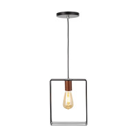 Luminária de teto pendente Geométrico Quadrado Aramado Luminária de teto pendente Geométrico Quadrado Aramado