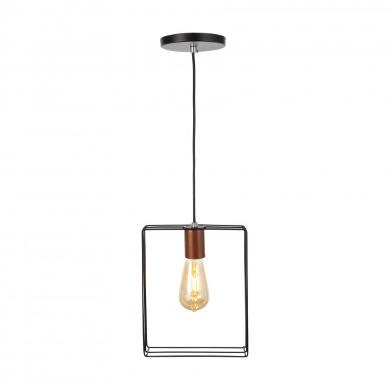 Luminária de teto pendente Geométrico Quadrado Aramado Luminária de teto pendente Geométrico Quadrado Aramado