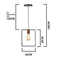 Luminária de teto pendente Geométrico Quadrado Aramado Luminária de teto pendente Geométrico Quadrado Aramado