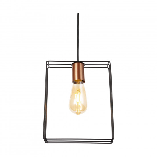 Luminária de teto pendente Geométrico Quadrado Aramado Luminária de teto pendente Geométrico Quadrado Aramado