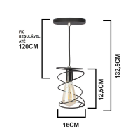Luminária de teto pendente Salem Linha Aramado - com Lâmpada filamento de brinde Luminária de teto pendente Salem Linha Aramado - com Lâmpada filamento de brinde