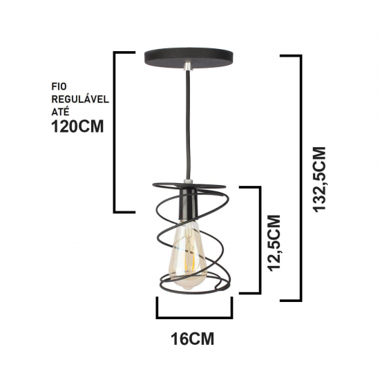 Luminária de teto pendente Salem Linha Aramado - com Lâmpada filamento de brinde Luminária de teto pendente Salem Linha Aramado - com Lâmpada filamento de brinde