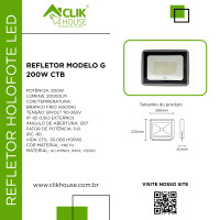 REFLETOR LED 200W BRANCO FRIO 6500K - 2 ANOS DE GARANTIA REFLETOR LED 200W BRANCO FRIO 6500K - 2 ANOS DE GARANTIA