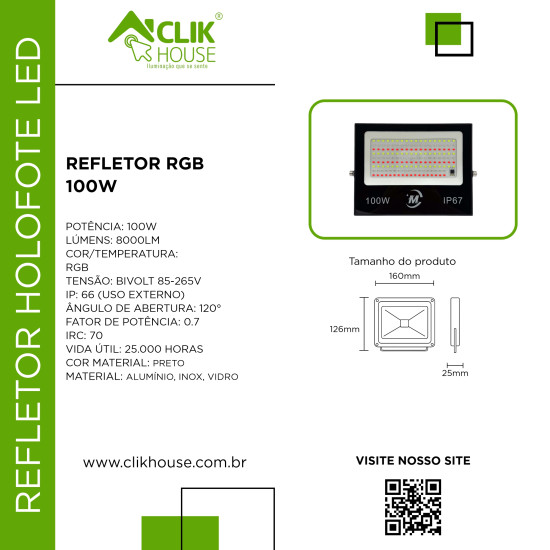 REFLETOR RGB 100W COM MEMORIA REFLETOR RGB 100W COM MEMORIA