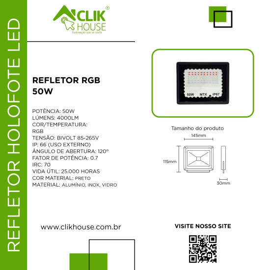 REFLETOR RGB 50W COM MEMORIA REFLETOR RGB 50W COM MEMORIA