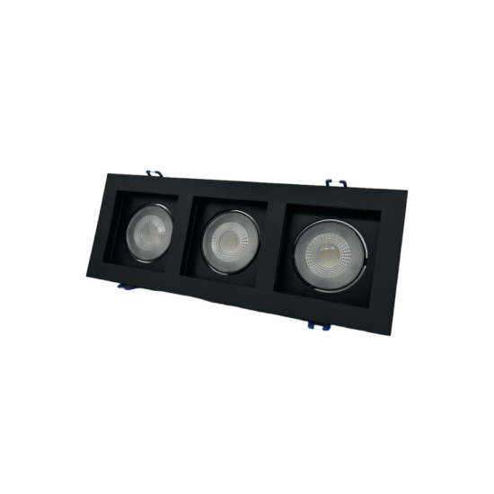 SPOT RECUADO TRIPLO QUADRADO 15W PRETO - BRANCO FRIO 6500K SPOT RECUADO TRIPLO QUADRADO 15W PRETO - BRANCO FRIO 6500K