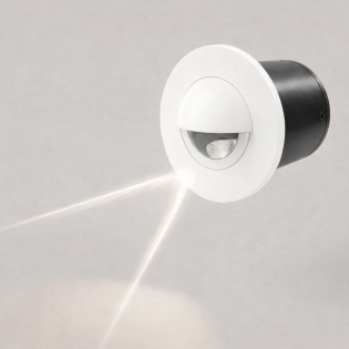 BALIZADOR DE ESCADA EMBUTIDO 3W REDONDO BRANCO FACHO DE LUZ FECHADO