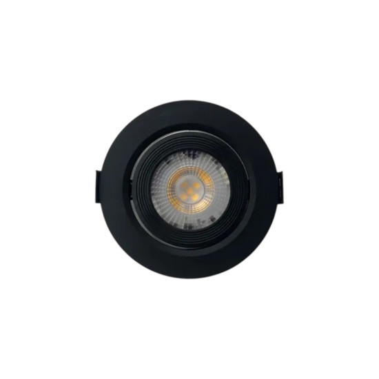 SPOT LED EMBUTIR REDONDO PRETO 3W BRANCO NEUTRO