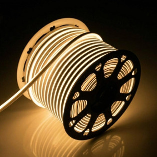 FITA NEON LED 100 METROS 220V 8MM IP65 BRANCO QUENTE