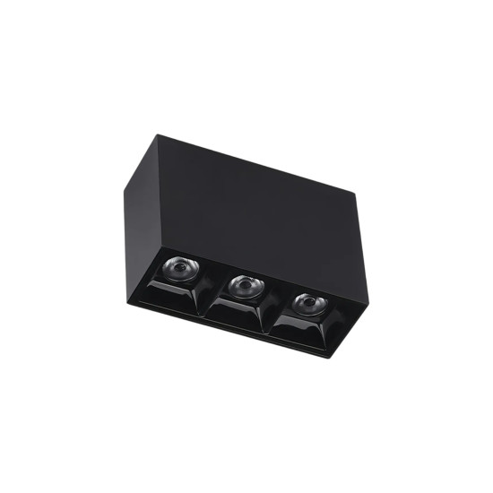 SPOT FOCCO SOBREPOR PONTUAL 3 PONTOS 6W PRETO