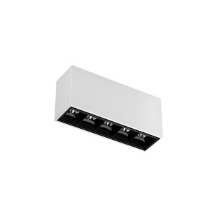SPOT FOCCO SOBREPOR PONTUAL 5 PONTOS 10W BRANCO COM FUNDO PRETO
