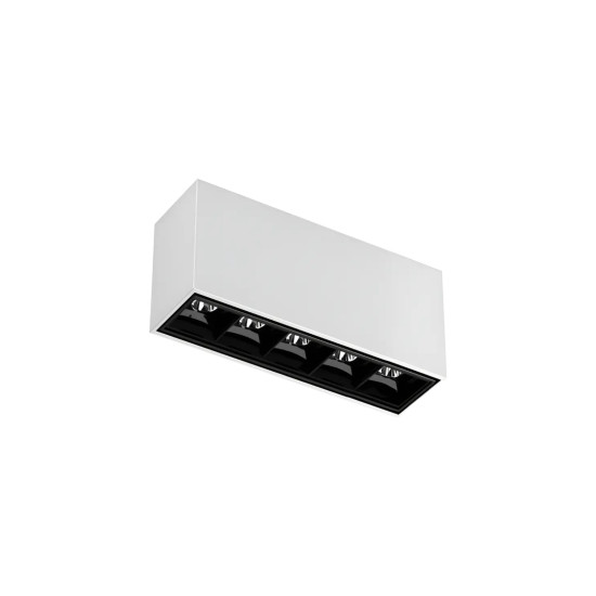SPOT FOCCO SOBREPOR PONTUAL 5 PONTOS 10W BRANCO COM FUNDO PRETO