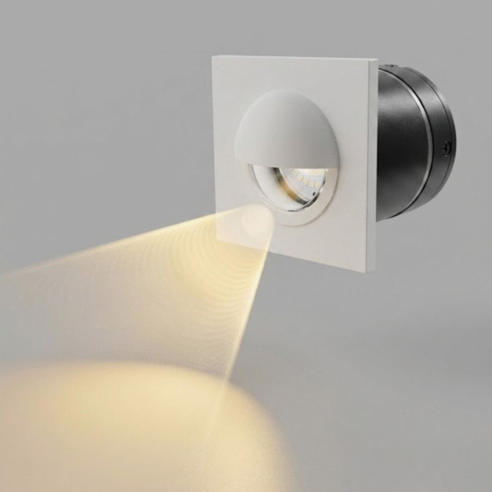 BALIZADOR DE ESCADA EMBUTIDO 3W QUARADO BRANCO FACHO DE LUZ ABERTO