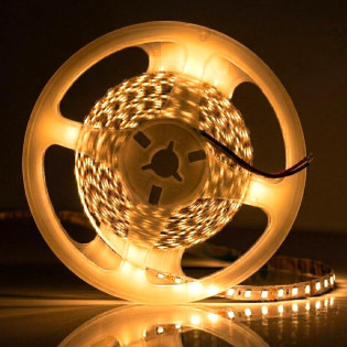 FITA DE LED 120LEDS P/ METRO 12V 5M BRANCO QUENTE 8MM