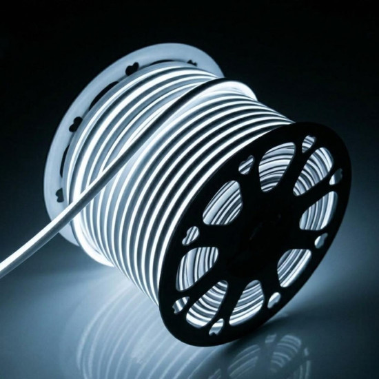 FITA NEON LED 100 METROS 127V 8MM IP65 BRANCO FRIO