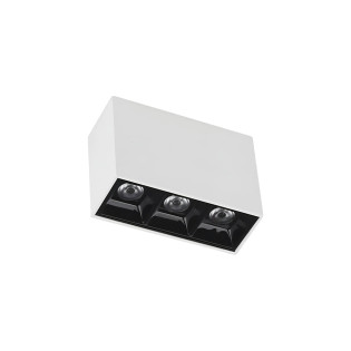 SPOT FOCCO SOBREPOR PONTUAL 3 PONTOS 6W BRANCO COM FUNDO PRETO