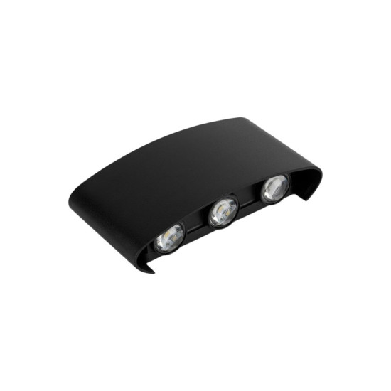 ARANDELA LED MEIA LUA PAREDE 6W BRANCO QUENTE 6 FACHOS PRETO 127/220V