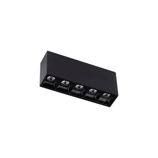 SPOT FOCCO SOBREPOR PONTUAL 5 PONTOS 10W PRETO